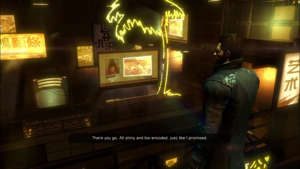 Deus Ex: Human Revolution - Jensen looks out on the streets of Hengsha